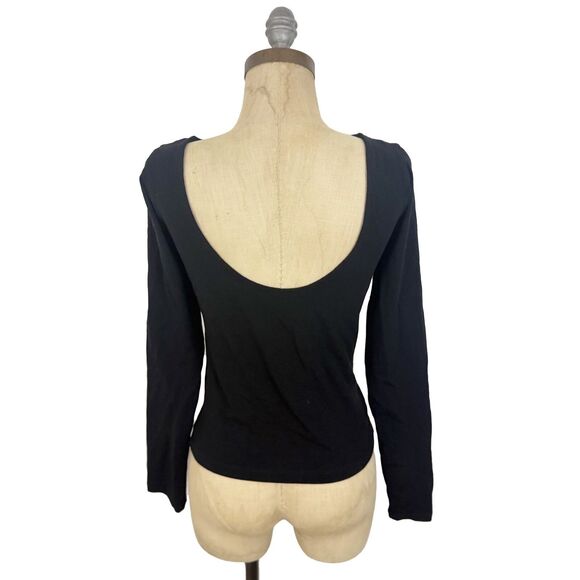 MADEWELL Long Sleeve Scoopback Tee XS Jet Black Stretch Solid Minimalist NWT B38 - Picture 4 of 6